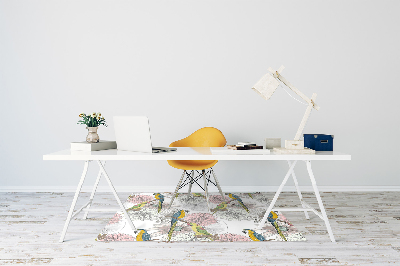 Tapis de chaise de bureau Perroquet et fleurs