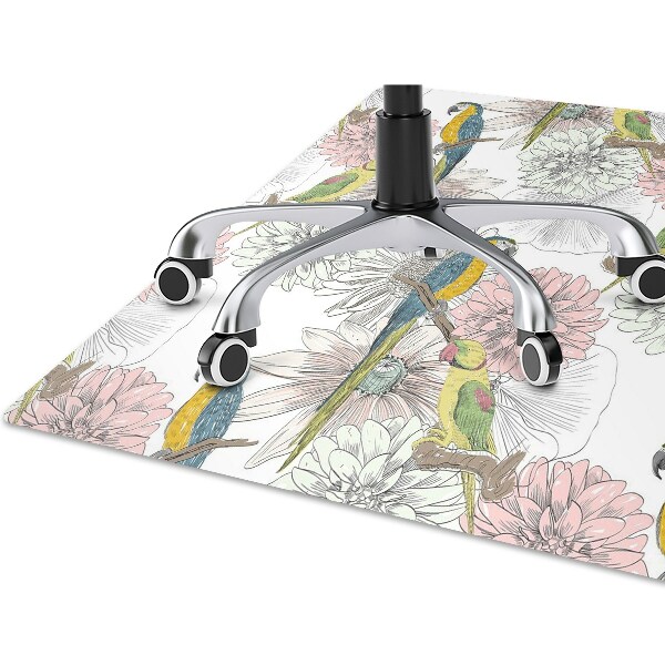 Tapis de chaise de bureau Perroquet et fleurs