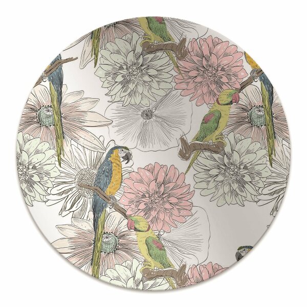 Tapis de chaise de bureau Perroquet et fleurs