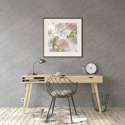 Tapis de chaise de bureau Perroquet et fleurs