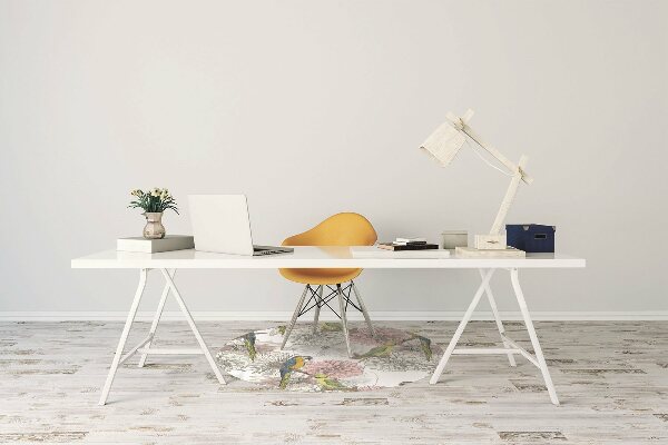 Tapis de chaise de bureau Perroquet et fleurs