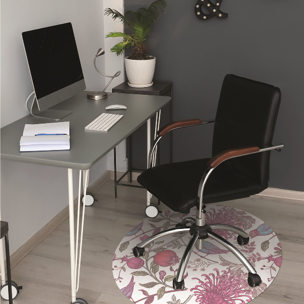 Tapis pour chaise de bureau Oiseaux et fleurs
