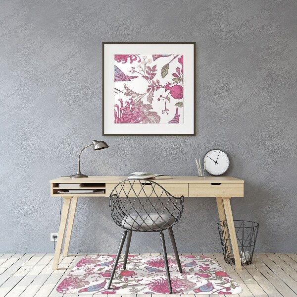 Tapis pour chaise de bureau Oiseaux et fleurs