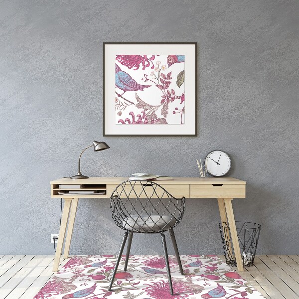 Tapis pour chaise de bureau Oiseaux et fleurs