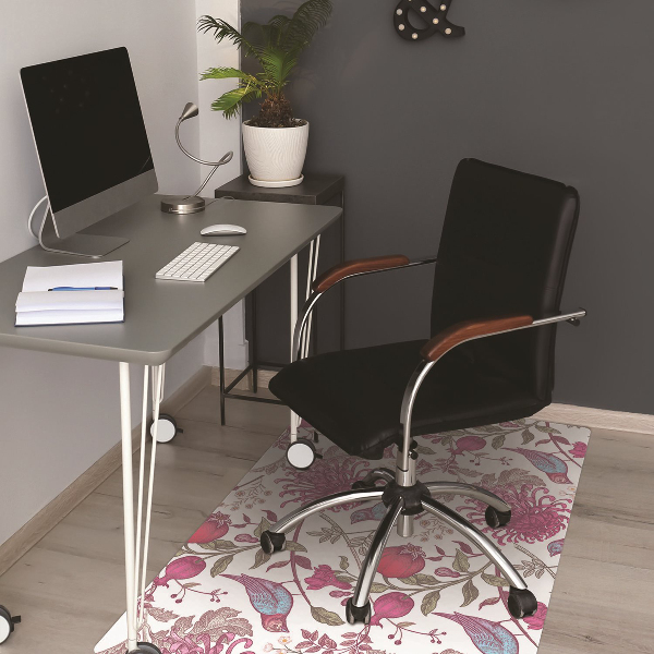 Tapis pour chaise de bureau Oiseaux et fleurs