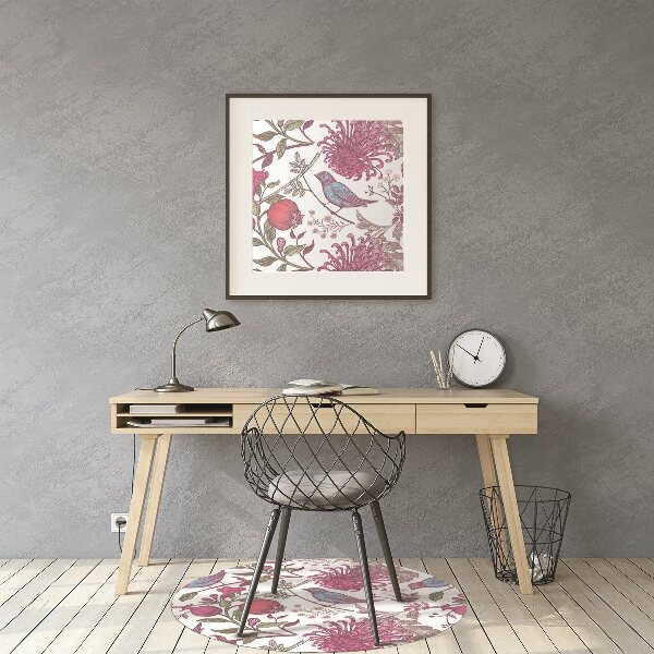 Tapis pour chaise de bureau Oiseaux et fleurs