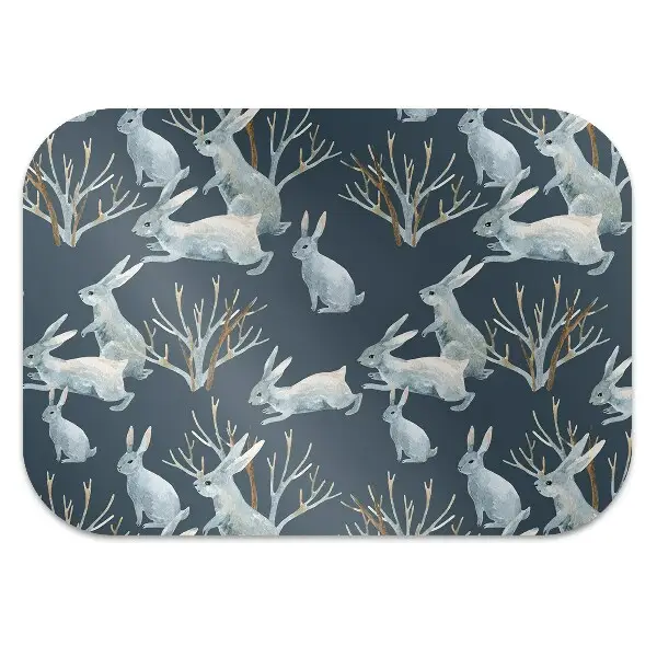 Tapis bureau lapins blancs