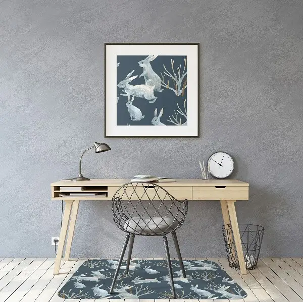 Tapis bureau lapins blancs