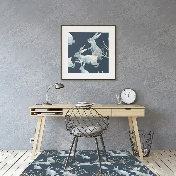 Tapis bureau lapins blancs