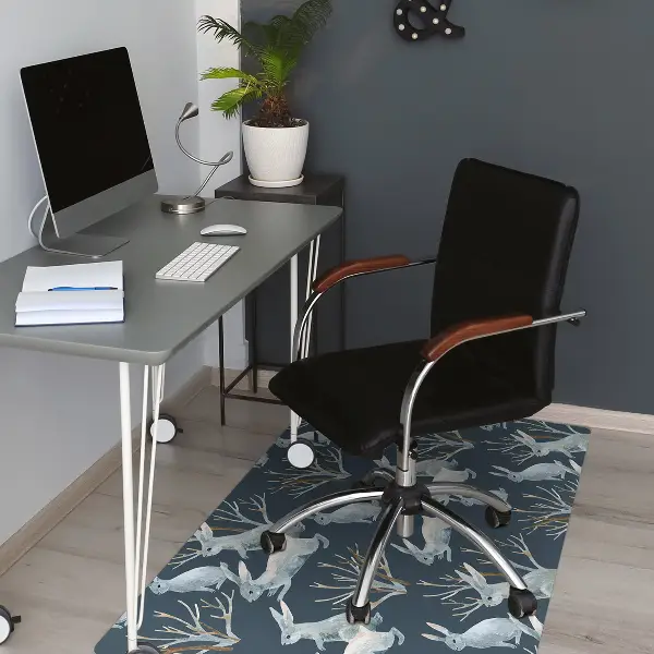 Tapis bureau lapins blancs