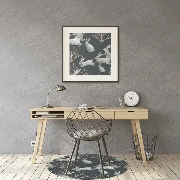 Tapis bureau lapins blancs