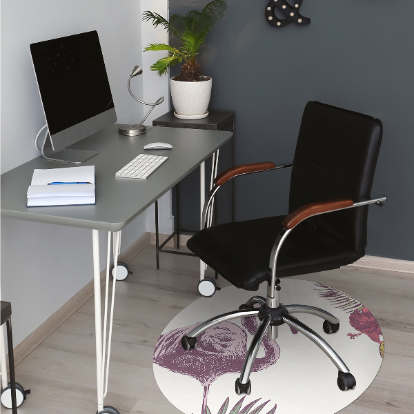 Tapis protection sol Flamingos & Hibiscus