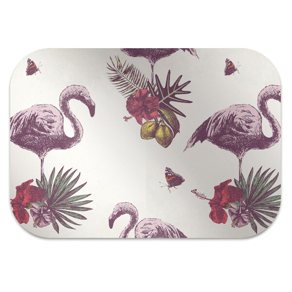 Tapis protection sol Flamingos & Hibiscus
