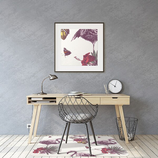 Tapis protection sol Flamingos & Hibiscus