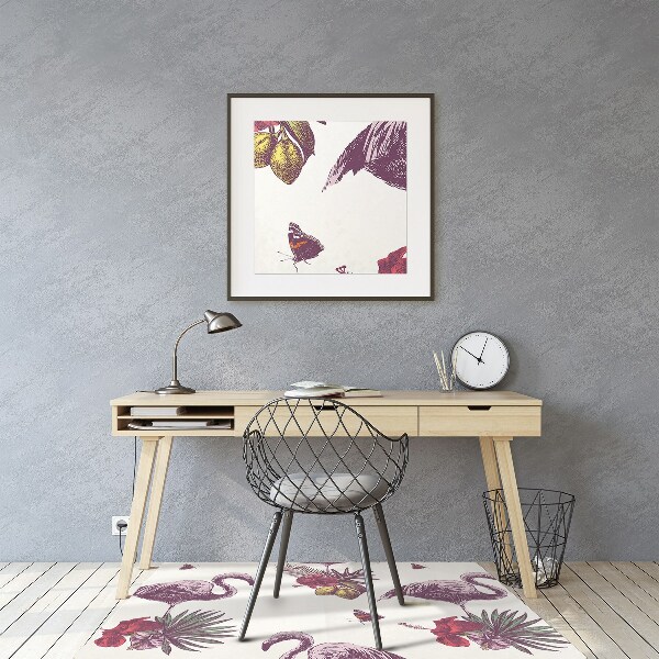 Tapis protection sol Flamingos & Hibiscus