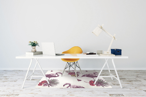 Tapis protection sol Flamingos & Hibiscus