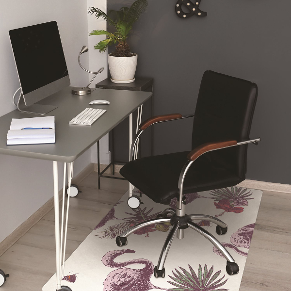 Tapis protection sol Flamingos & Hibiscus