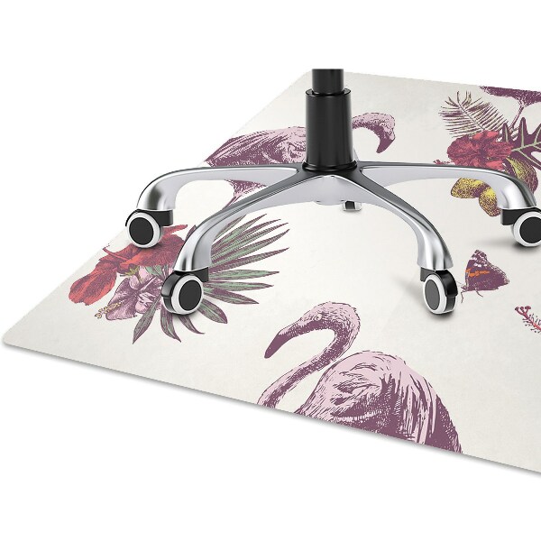 Tapis protection sol Flamingos & Hibiscus
