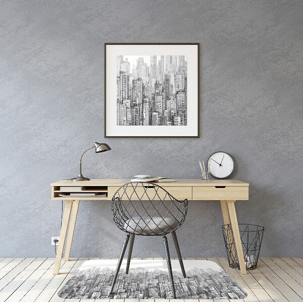 Tapis protection sol Ville noire et blanche
