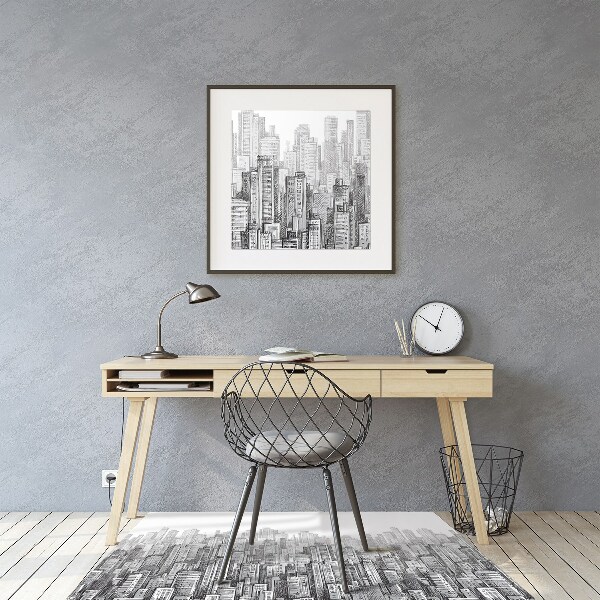 Tapis protection sol Ville noire et blanche