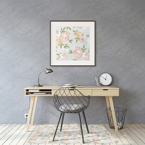 Tapis de chaise de bureau Fleurs aquarelles