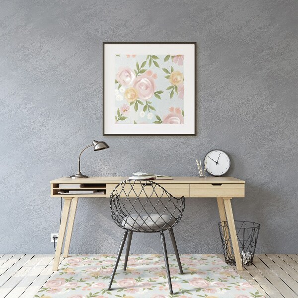Tapis de chaise de bureau Fleurs aquarelles