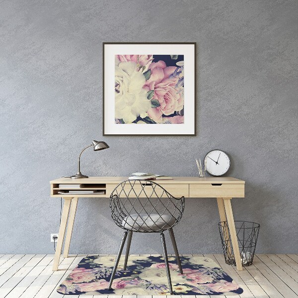 Tapis de chaise de bureau Fleurs baroques