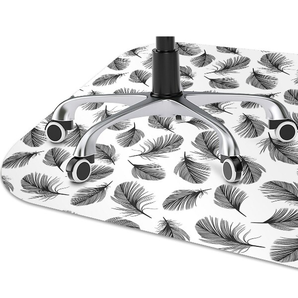 Tapis pour chaise de bureau Plumes noires et blanches