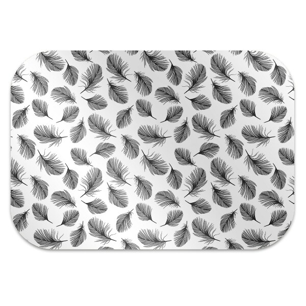 Tapis pour chaise de bureau Plumes noires et blanches