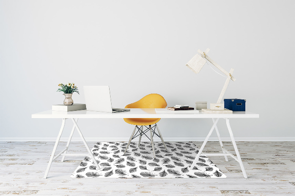Tapis pour chaise de bureau Plumes noires et blanches