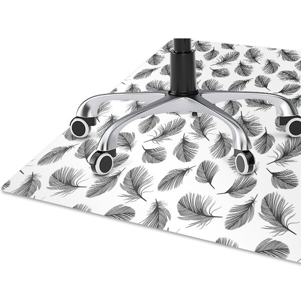 Tapis pour chaise de bureau Plumes noires et blanches