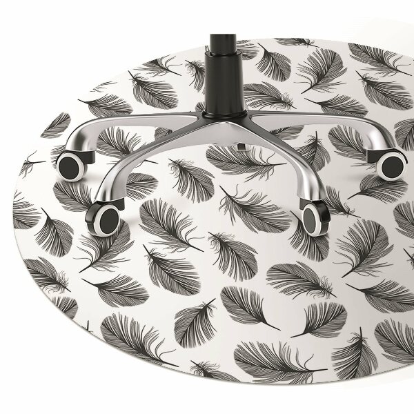 Tapis pour chaise de bureau Plumes noires et blanches