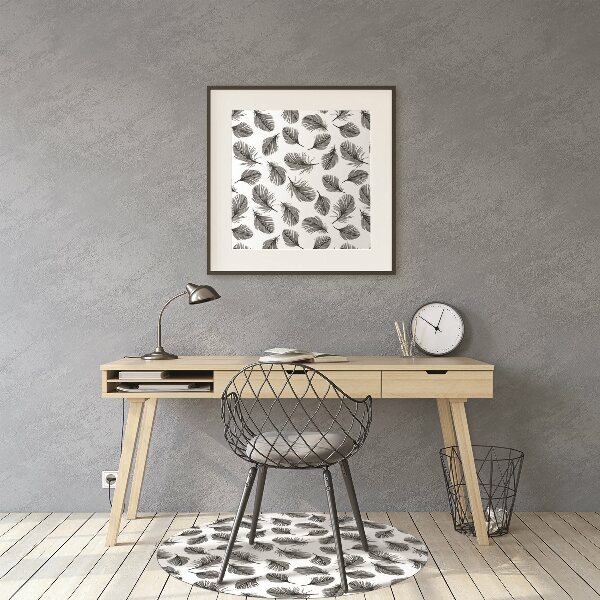 Tapis pour chaise de bureau Plumes noires et blanches