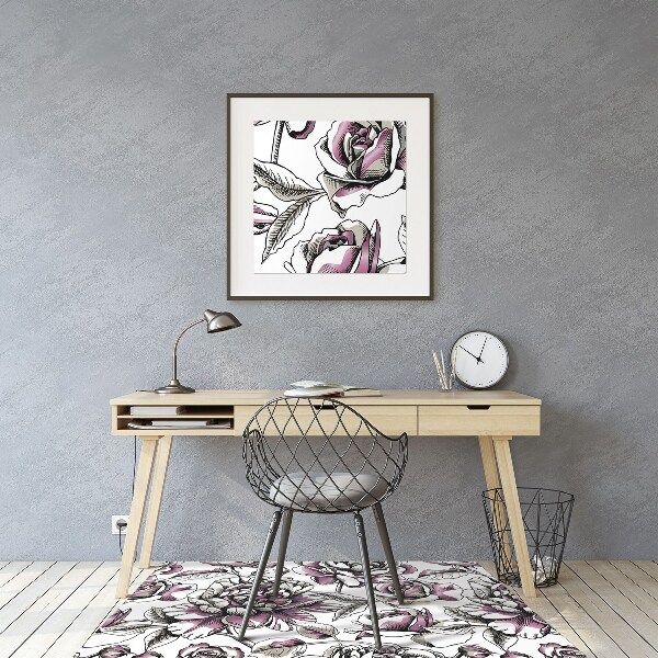 Tapis de chaise de bureau Des roses