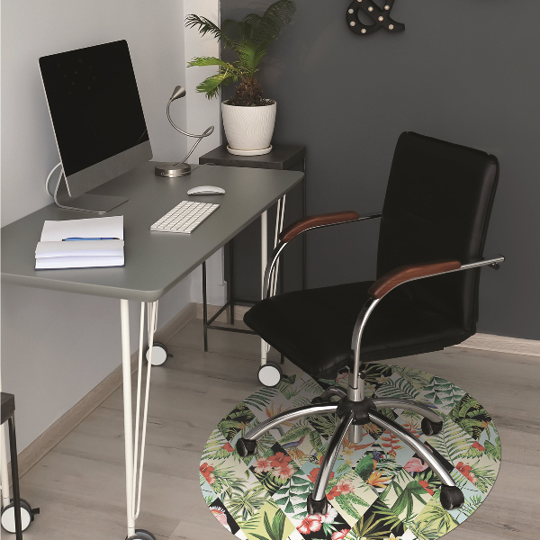Tapis pour chaise de bureau Fleurs et oiseaux