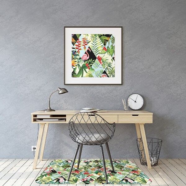 Tapis pour chaise de bureau Fleurs et oiseaux