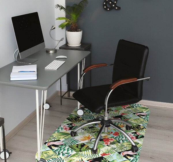 Tapis pour chaise de bureau Fleurs et oiseaux