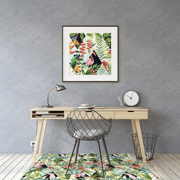 Tapis pour chaise de bureau Fleurs et oiseaux