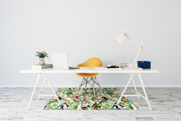 Tapis pour chaise de bureau Fleurs et oiseaux