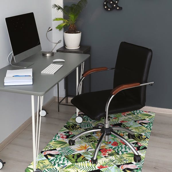 Tapis pour chaise de bureau Fleurs et oiseaux