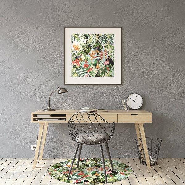 Tapis pour chaise de bureau Fleurs et oiseaux