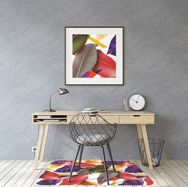 Tapis de chaise de bureau Feuilles colorées