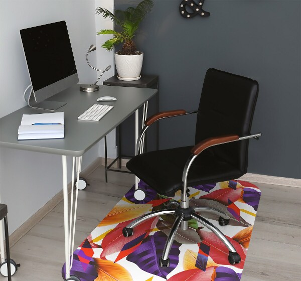 Tapis de chaise de bureau Feuilles colorées