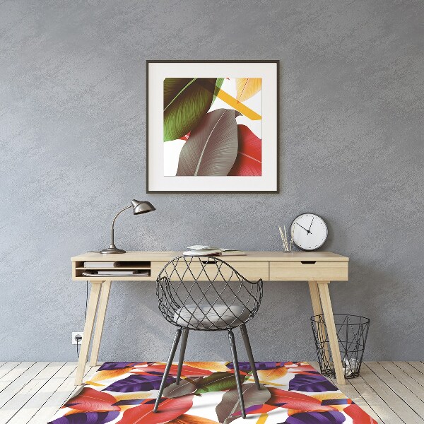 Tapis de chaise de bureau Feuilles colorées