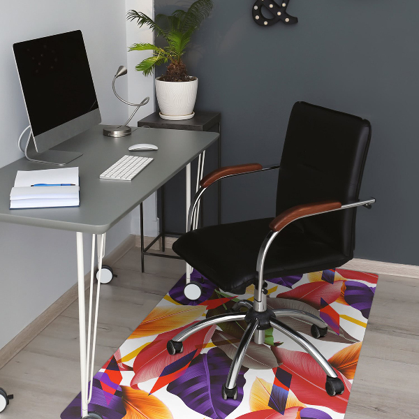 Tapis de chaise de bureau Feuilles colorées