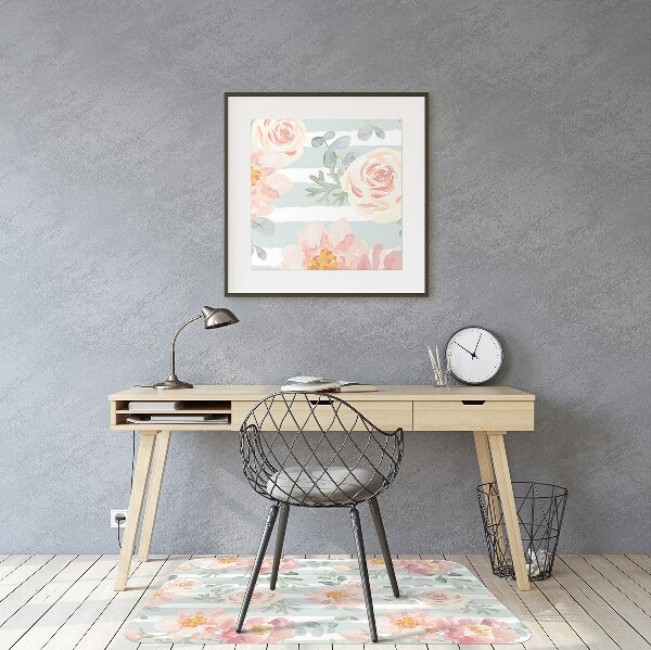 Tapis bureau Fleurs roses