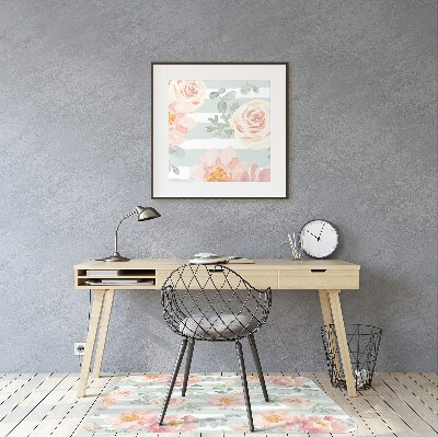 Tapis bureau Fleurs roses