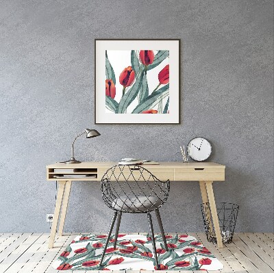 Tapis de chaise de bureau Tulipes