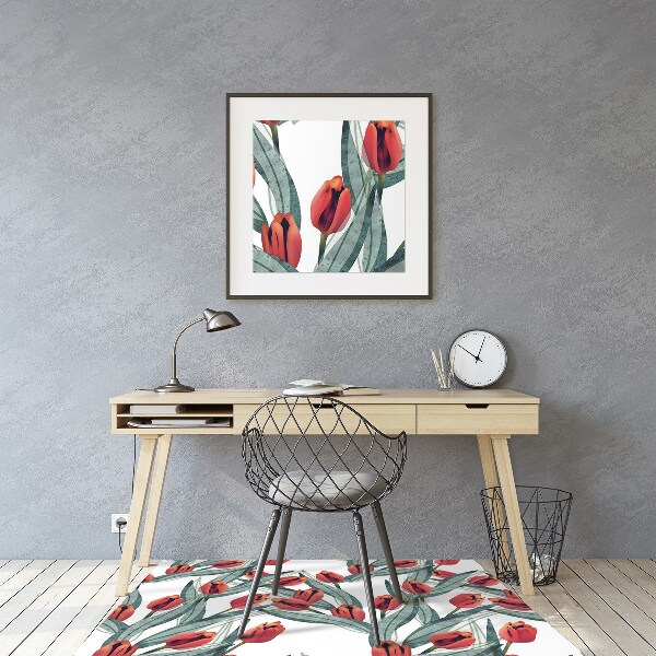 Tapis de chaise de bureau Tulipes