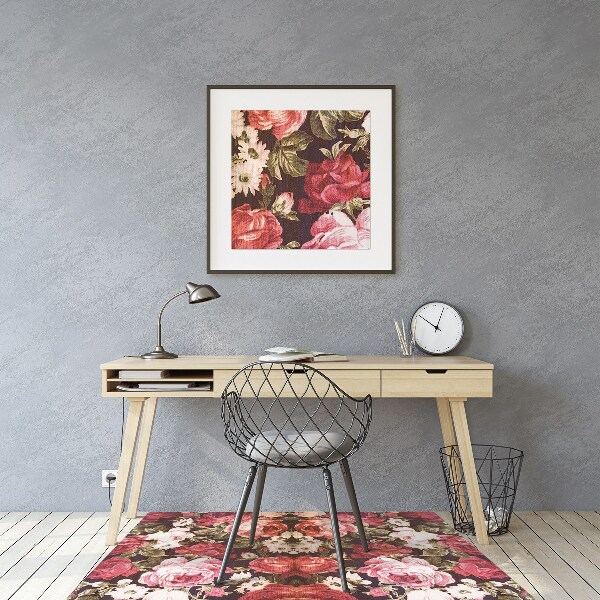 Tapis bureau roses rouges